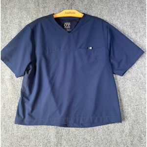 Barco One Wellness Navy Blue Scrub Top V-Neck Short Sleeve Size M‎ Women's